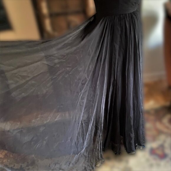 La Famme black nude mesh bodice maxi long gown 4 - Picture 6 of 16